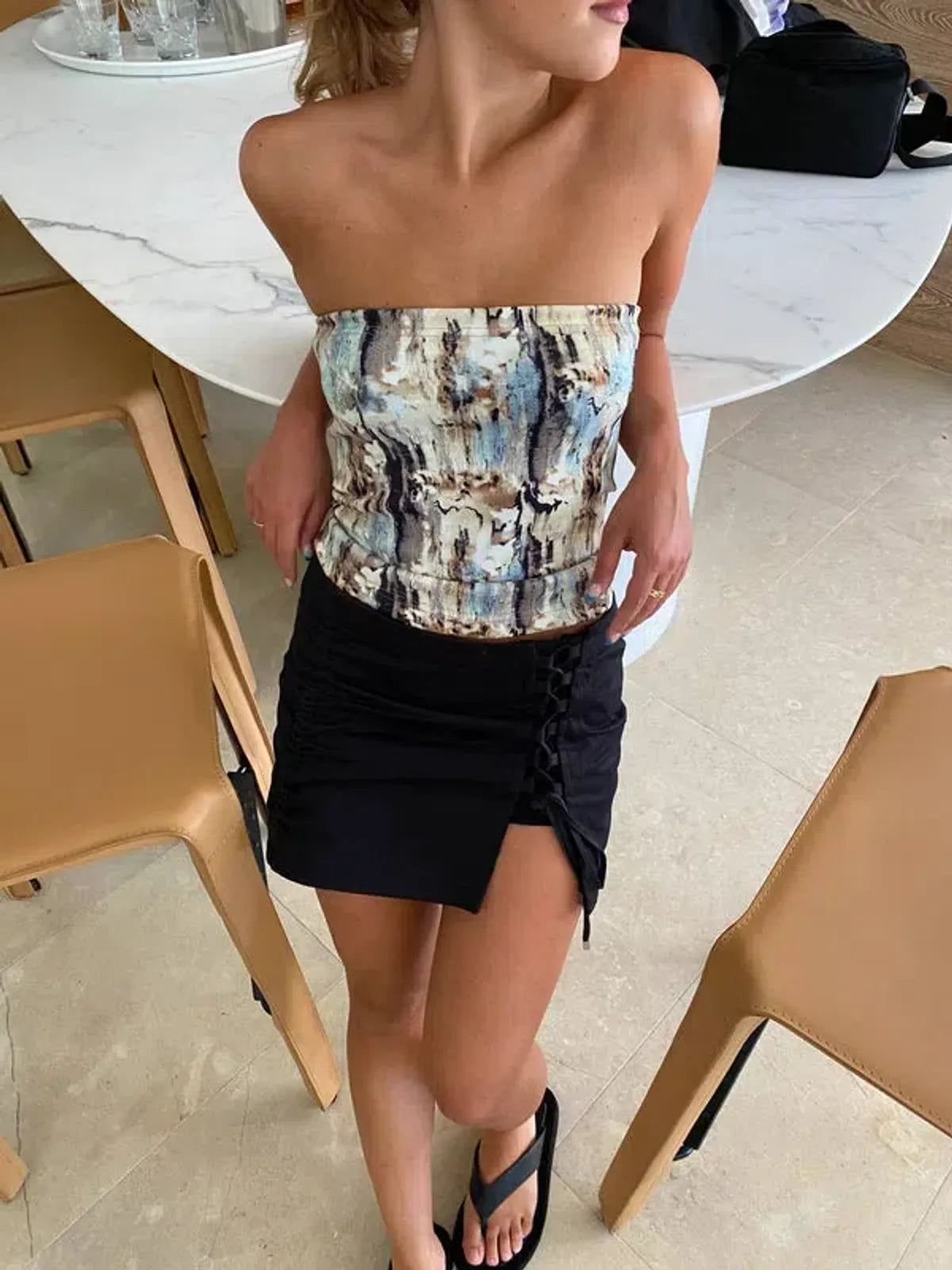 With Harper Lu Marble Boob Tube Top