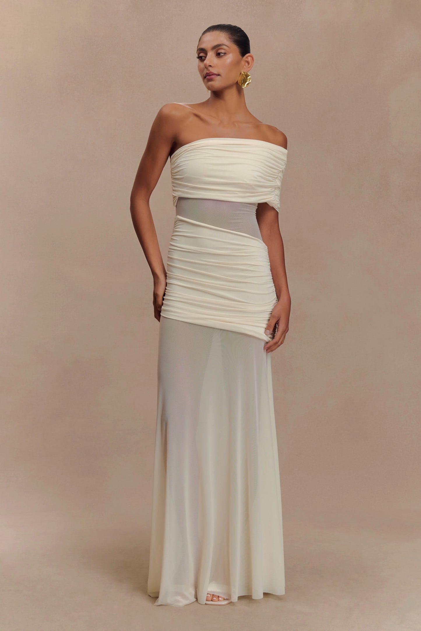 Meshki Dallas One Shoulder Mesh Maxi Dress