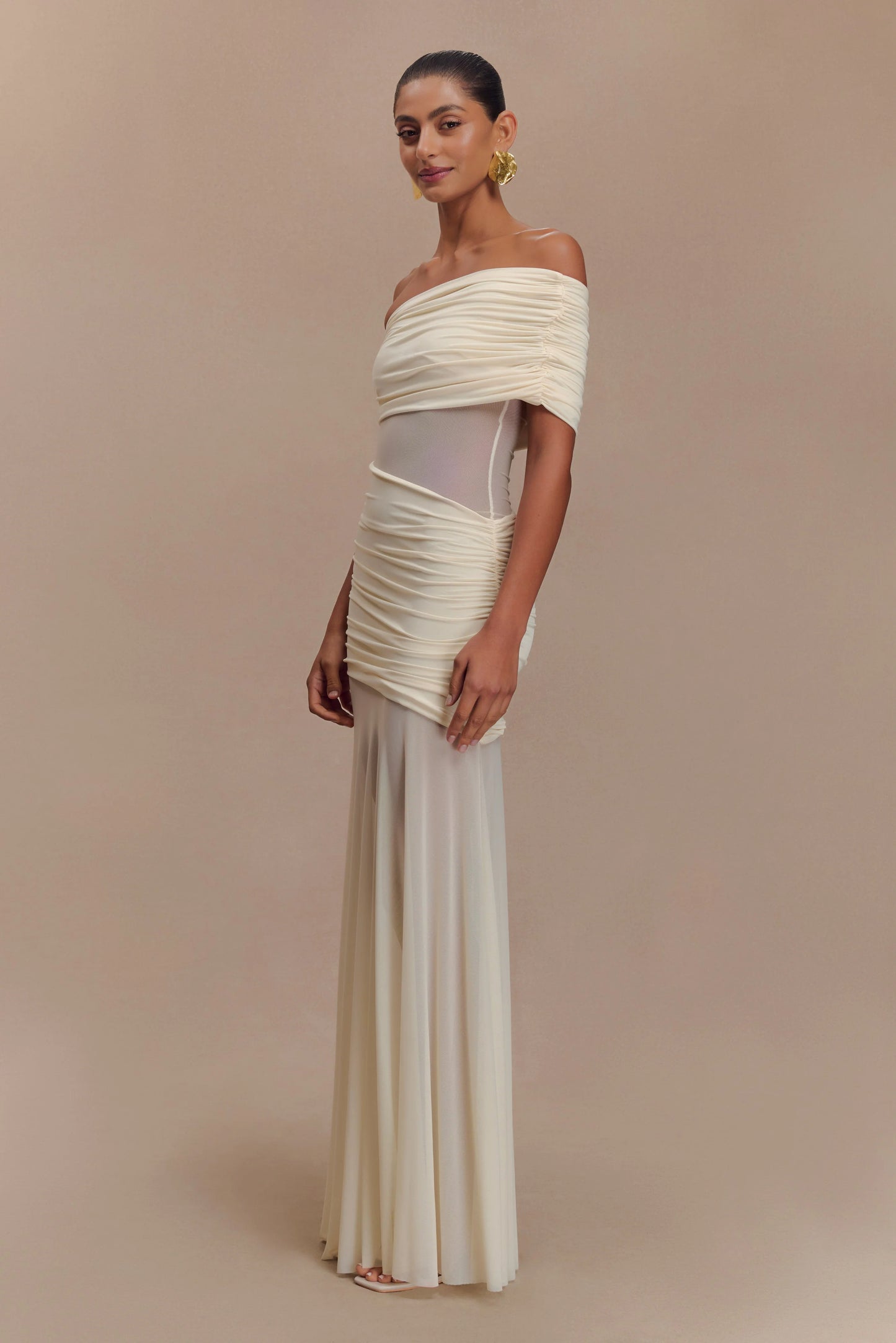 Meshki Dallas One Shoulder Mesh Maxi Dress