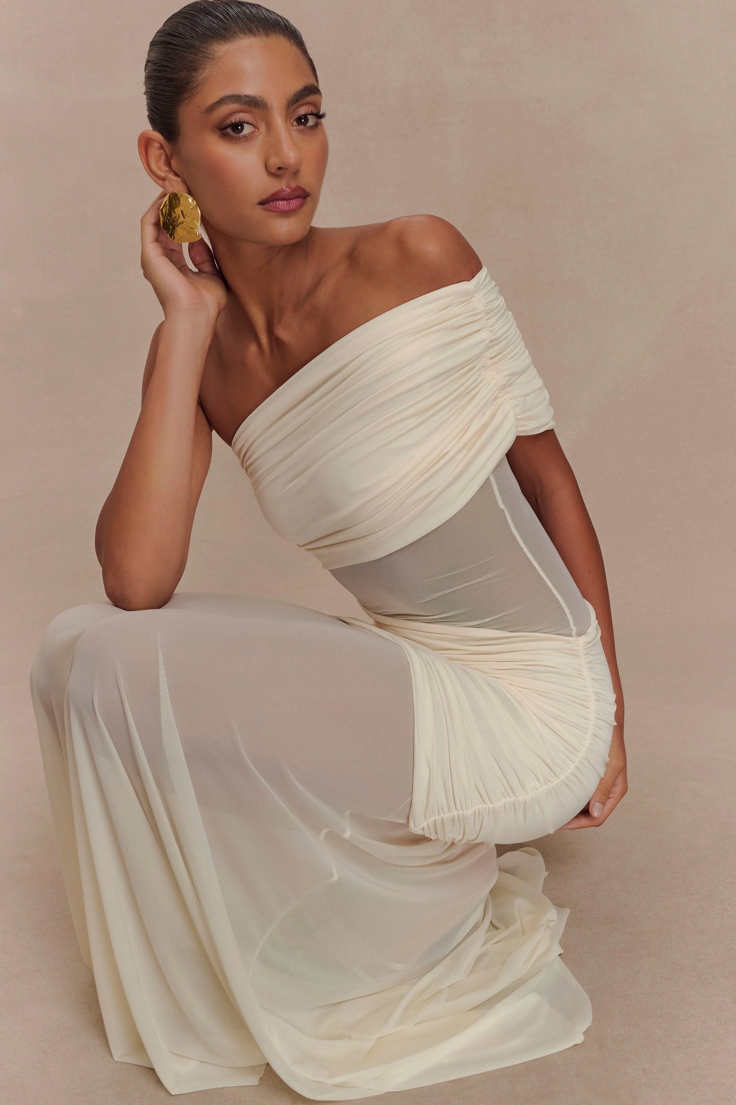Meshki Dallas One Shoulder Mesh Maxi Dress