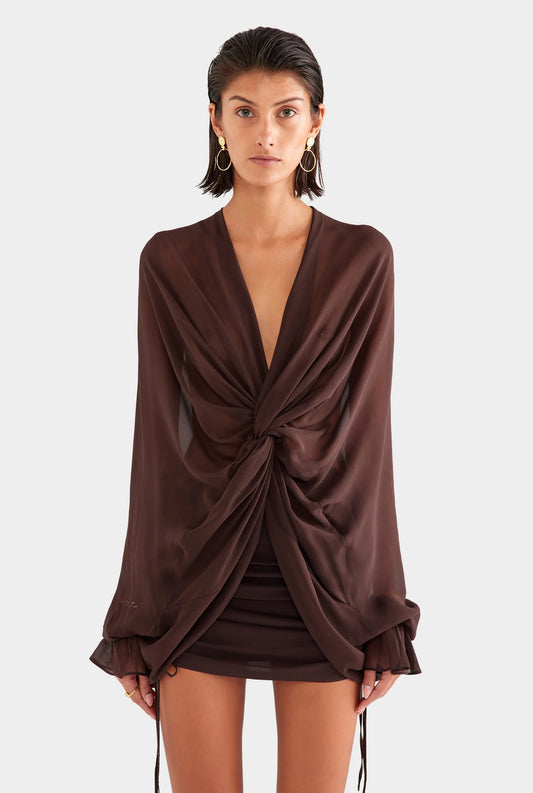 Venroy Twisted Bodice Silk Mini Dress