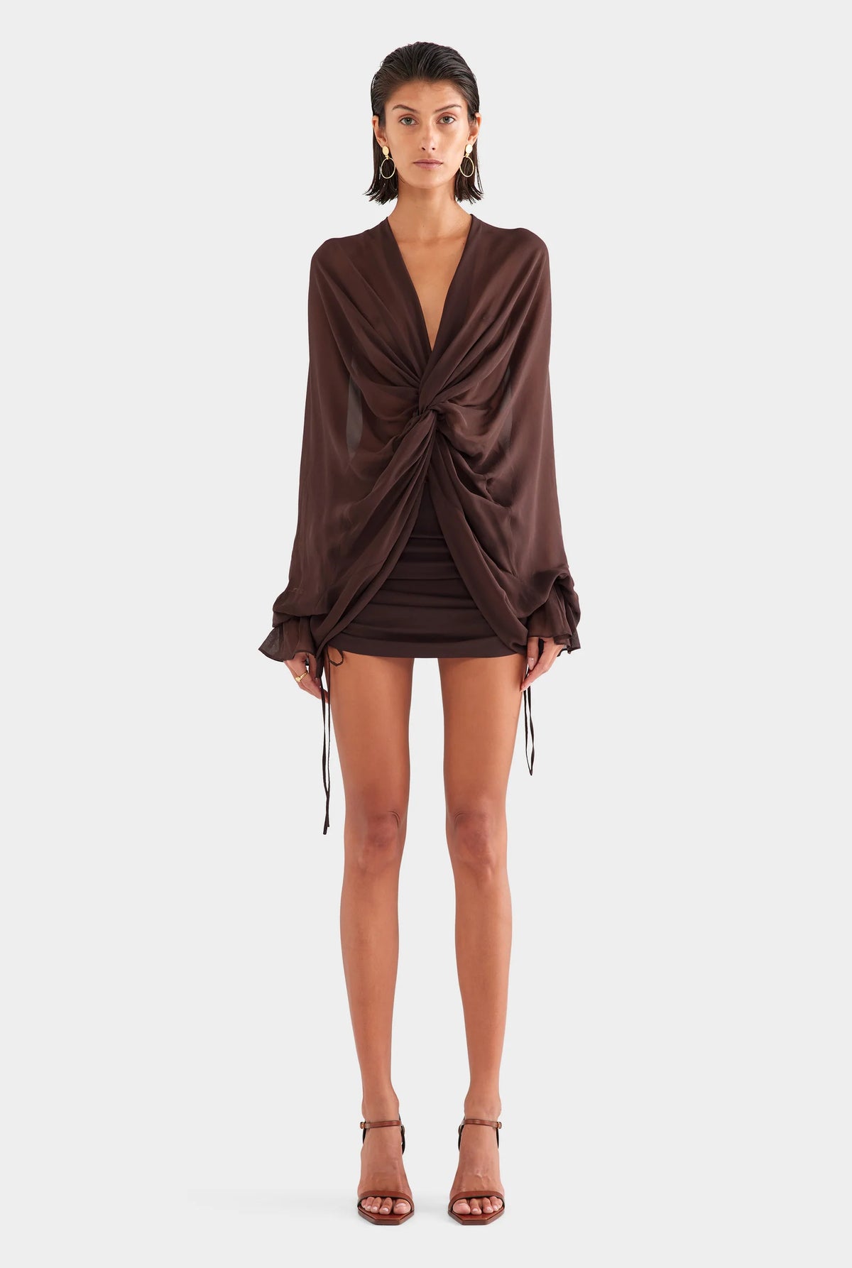 Venroy Twisted Bodice Silk Mini Dress