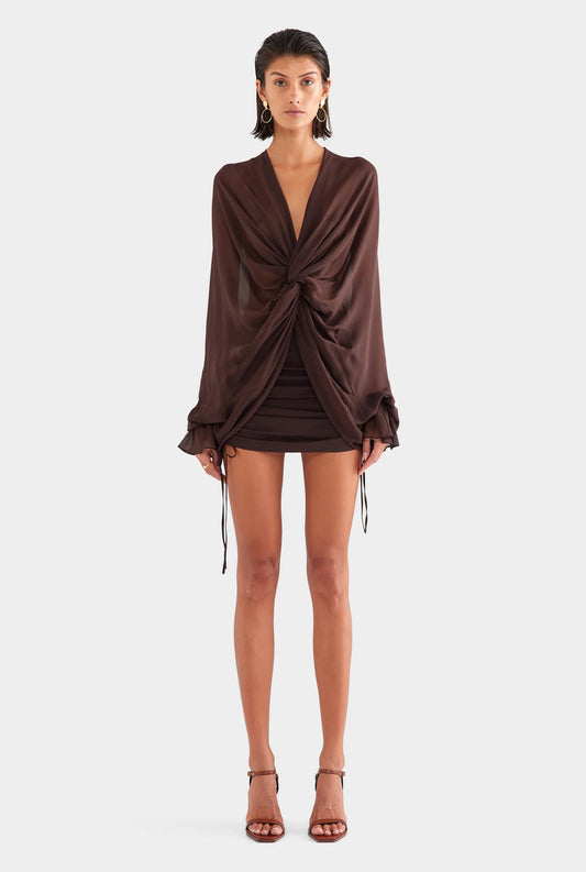 Venroy Twisted Bodice Silk Mini Dress