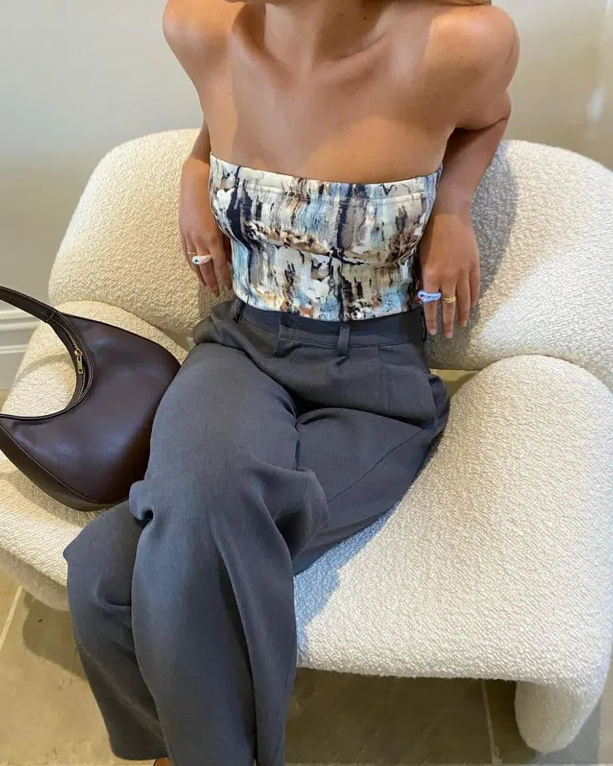With Harper Lu Marble Boob Tube Top