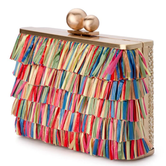 Olga Berg Carlita Carnivale Fringe Clutch