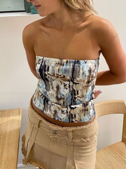 With Harper Lu Marble Boob Tube Top