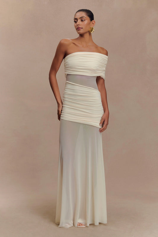 Meshki Dallas One Shoulder Mesh Maxi Dress